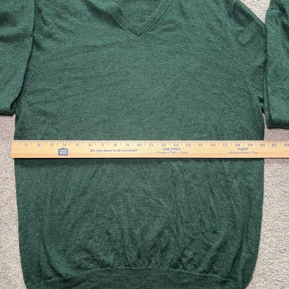 Brooks Brothers Men's Green L Extra Fine Italian Merino Wool V-Neck Sweater - Picture 4 of 5